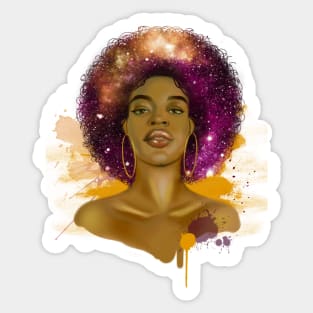 Portrait of beautiful european african girl. Sticker